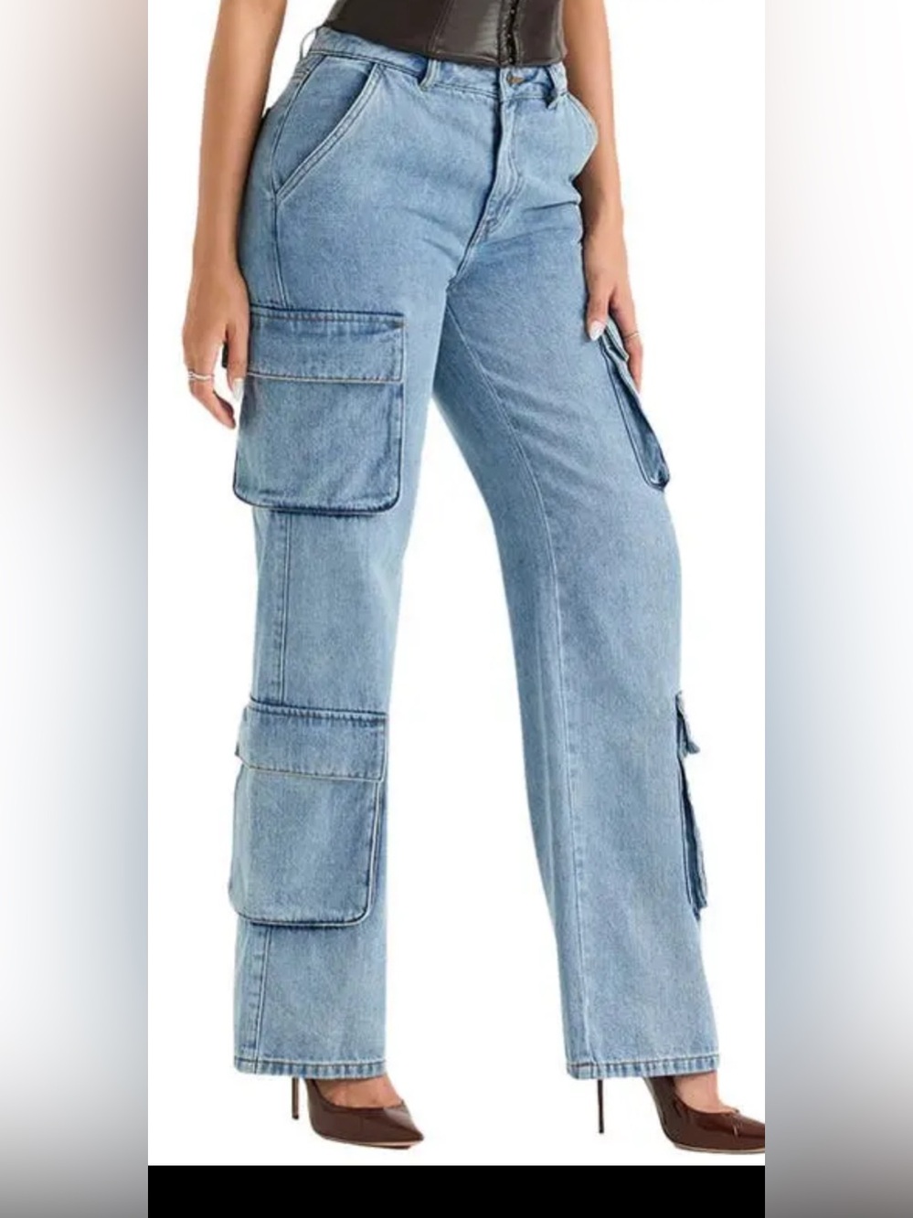 House of CB Ria Light Blue Cargo-Women’s Jeans